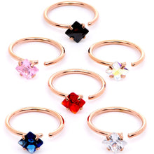 Load image into Gallery viewer, 20G 5/16 Multicolor Single Gem Rose Gold Tone Nose Hoop Set of 6
