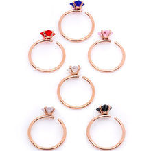 Load image into Gallery viewer, 20G 5/16 Multicolor Single Gem Rose Gold Tone Nose Hoop Set of 6
