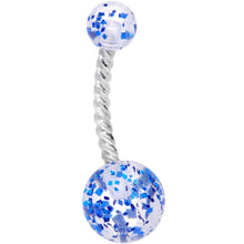 将图片加载到图库查看器，Clearly Coiled Blue Glitter Explosion Twisted Belly Ring
