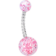 将图片加载到图库查看器，Clearly Coiled Pink Glitter Explosion Twisted Belly Ring
