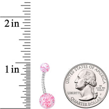 将图片加载到图库查看器，Clearly Coiled Pink Glitter Explosion Twisted Belly Ring
