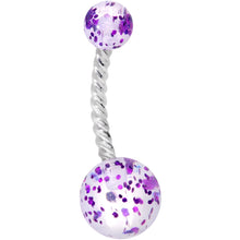 将图片加载到图库查看器，Clearly Coiled Purple Glitter Explosion Twisted Belly Ring
