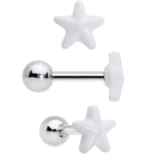 Load image into Gallery viewer, 16G 1/4 Blue White Glow Star Hand Cartilage Earring Set of 3
