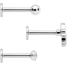 Load image into Gallery viewer, 16G 5/16 Clear Gem Winter Penguin Labret Monroe Tragus Set of 3
