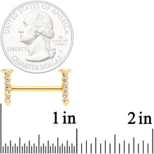 Load image into Gallery viewer, 14G Clear Gem Gold Tone Screw Barbell Nipple Ring Set
