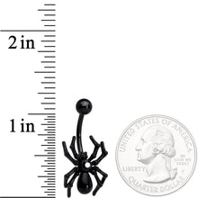 Load image into Gallery viewer, Black Halloween Creepy Crawly Spider Belly Ring
