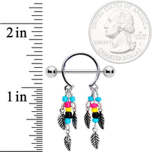 将图片加载到图库查看器，14G 9/16 Multicolor Bead Feather Dangle Nipple Shield Set
