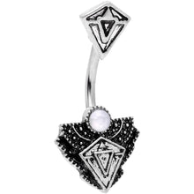 将图片加载到图库查看器，White Faux Opal Art Deco Triangle Double Mount Belly Ring
