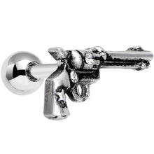 Load image into Gallery viewer, 16G 1/4 Clear Gem Rockin' Revolver Gun Cartilage Tragus Earring
