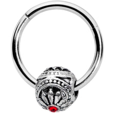 将图片加载到图库查看器，16G 3/8 Red Gem Sumptuous Abstract Bead Hinged Segment Ring
