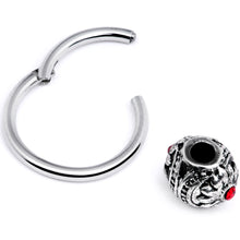 将图片加载到图库查看器，16G 3/8 Red Gem Sumptuous Abstract Bead Hinged Segment Ring
