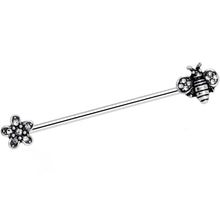 Load image into Gallery viewer, 14G Clear Gem Bee Flower Industrial Barbell 38mm
