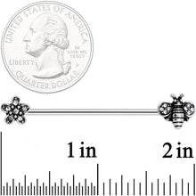 Load image into Gallery viewer, 14G Clear Gem Bee Flower Industrial Barbell 38mm
