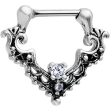 Load image into Gallery viewer, 16G 5/16 Clear CZ Gem Abstract Bat Septum Clicker
