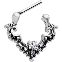 Load image into Gallery viewer, 16G 5/16 Clear CZ Gem Abstract Bat Septum Clicker
