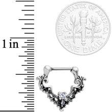 Load image into Gallery viewer, 16G 5/16 Clear CZ Gem Abstract Bat Septum Clicker
