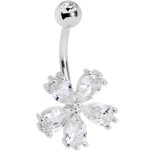 将图片加载到图库查看器，Clear CZ Gem Perfect Petals Flower Belly Ring
