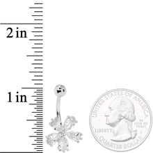 将图片加载到图库查看器，Clear CZ Gem Perfect Petals Flower Belly Ring
