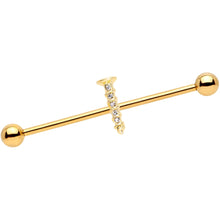 Load image into Gallery viewer, 14G Clear Gem Gold Tone Screw Industrial Barbell 38mm
