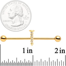 Load image into Gallery viewer, 14G Clear Gem Gold Tone Screw Industrial Barbell 38mm
