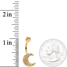 Load image into Gallery viewer, Clear Gem Gold Tone Magnificent Mystical Crescent Moon Belly Ring
