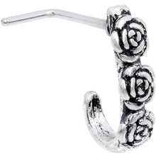 Load image into Gallery viewer, 20G Ring of Roses Faux Hoop L Shaped Nose Ring
