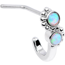 将图片加载到图库查看器，20G White Faux Opal Swirl Faux Hoop L Shaped Nose Ring
