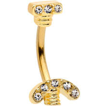 将图片加载到图库查看器，Clear Gem Gold Tone Nuts for Bolts Double Mount Belly Ring
