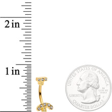 将图片加载到图库查看器，Clear Gem Gold Tone Nuts for Bolts Double Mount Belly Ring
