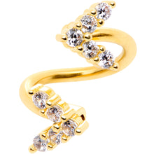 Load image into Gallery viewer, 14G 3/8 Clear Gem Gold Tone Twin Arrow Spiral Twister Belly Ring
