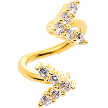 Load image into Gallery viewer, 14G 3/8 Clear Gem Gold Tone Twin Arrow Spiral Twister Belly Ring
