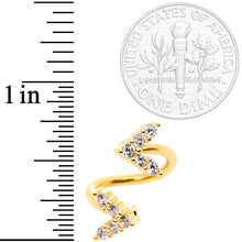 Load image into Gallery viewer, 14G 3/8 Clear Gem Gold Tone Twin Arrow Spiral Twister Belly Ring
