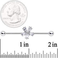 Load image into Gallery viewer, 14G Clear CZ Gem Perfect Petals Flower Industrial Barbell 38mm
