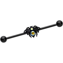 Load image into Gallery viewer, 14G Aurora Gem Black Busy Bee Industrial Barbell 38mm
