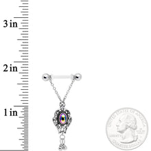 Load image into Gallery viewer, 14G Aurora Orb Victorian Virtue Dangle Barbell Nipple Ring Set
