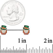Load image into Gallery viewer, 14G 5/8 St Patricks Day Leprechaun Barbell Nipple Ring Set
