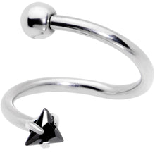 Load image into Gallery viewer, 16G 3/8 Goth CZ Gem Triangle Spiral Twister Eyebrow Ring Set
