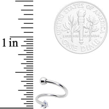 Load image into Gallery viewer, 16G 3/8 Goth CZ Gem Triangle Spiral Twister Eyebrow Ring Set
