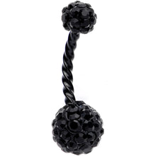 将图片加载到图库查看器，Clear Gem Black Thoroughly Twisted Belly Ring Set of 4
