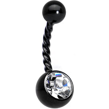 将图片加载到图库查看器，Clear Gem Black Thoroughly Twisted Belly Ring Set of 4
