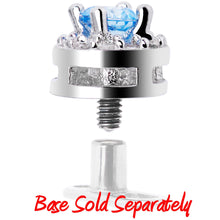 将图片加载到图库查看器，14G Light Blue CZ Two Tier Externally Threaded Dermal Anchor Top
