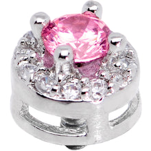 Load image into Gallery viewer, 14G Clear Pink CZ Two Tier Externally Threaded Dermal Anchor Top
