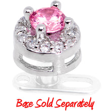 Load image into Gallery viewer, 14G Clear Pink CZ Two Tier Externally Threaded Dermal Anchor Top
