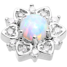 Load image into Gallery viewer, 14G White Faux Opal Floral Glam Dermal Anchor Top
