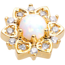 Load image into Gallery viewer, 14G White Faux Opal Gold Tone Floral Glam Dermal Anchor Top
