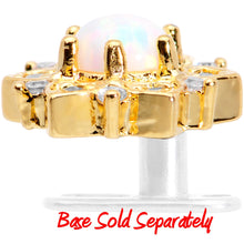 Load image into Gallery viewer, 14G White Faux Opal Gold Tone Floral Glam Dermal Anchor Top
