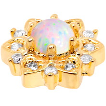 Load image into Gallery viewer, 14G White Faux Opal Gold Tone Floral Glam Dermal Anchor Top
