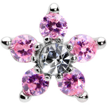将图片加载到图库查看器，16G 5/16 Clear Pink CZ Gem Star Internally Threaded Labret Tragus
