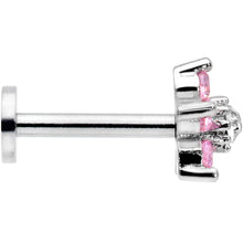 将图片加载到图库查看器，16G 5/16 Clear Pink CZ Gem Star Internally Threaded Labret Tragus
