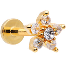 Load image into Gallery viewer, 16G 5/16 Clear CZ Star Gold Tone Internally Threaded Labret
